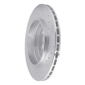 BMW 330CI Brake Rotor (1) - Rear Left - R1 Concepts - Drilled & Slotted - Silver - `01-`06